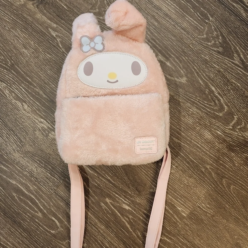 My Melody Lounge Fly Furry Backpack Light Pink New without tags